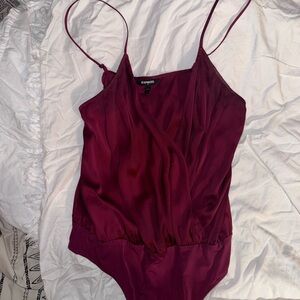 Express Maroon Spaghetti Strap Bodysuit